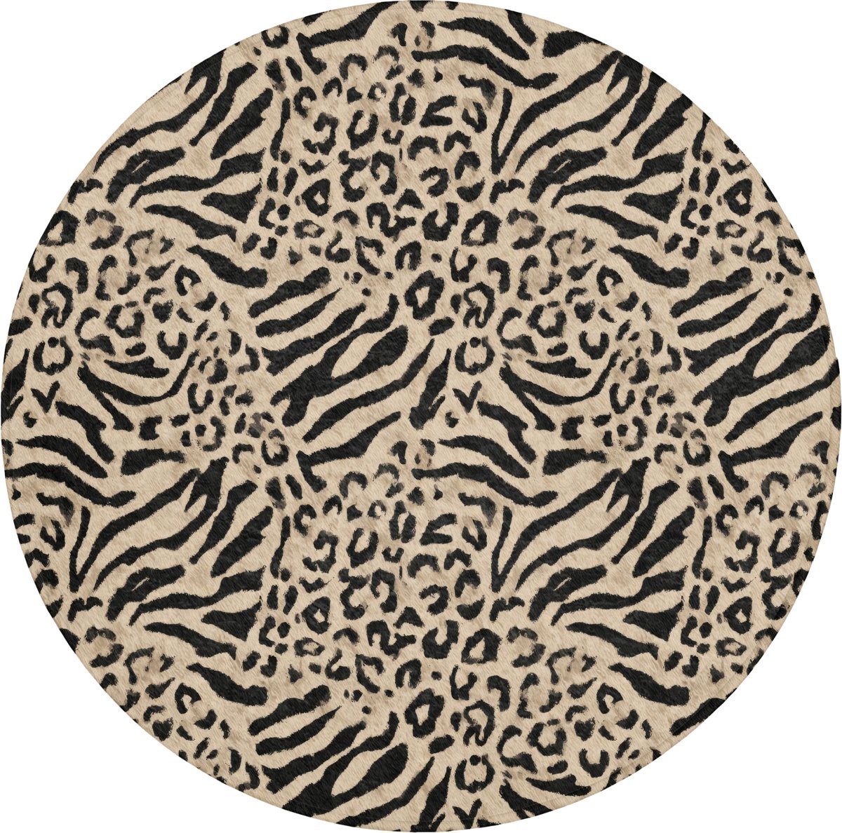 WC mat rond 70x70 cm - Antislip - Giraf - Zebra - Motief - Bruin - Toiletmat - Vloermat -