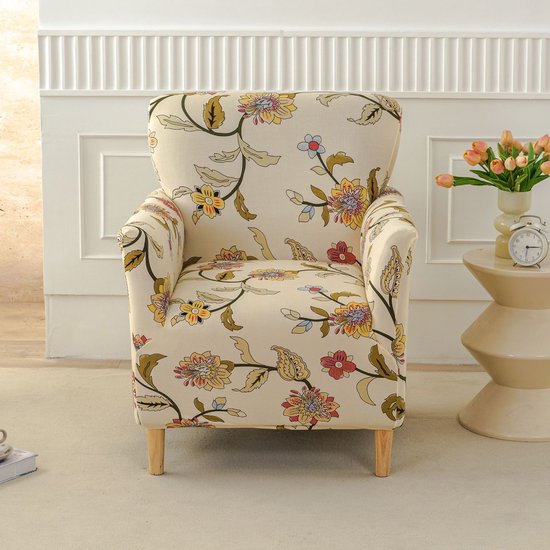 Stoelhoes – Elastische stoelhoes – Geschikt voor fauteuils/relaxstoelen – Afneembare stoelhoes – Elastische bankhoes met armleuningen – Hoes voor banket-/leesfauteuils – Geschikt voor bureaustoelen, eetkamerstoelen, kaptafelstoelen en keukenstoelen