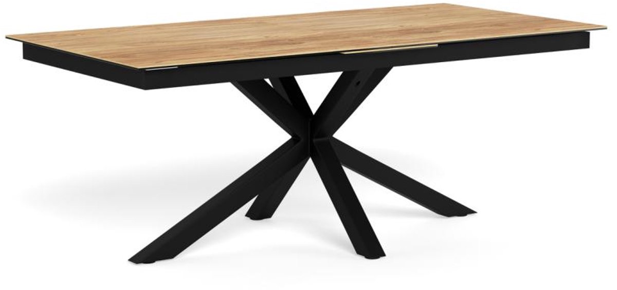 Giga Living Eettafel Luno Keramiek Eiken Zwart 200-240cm - Giga Living Naturel