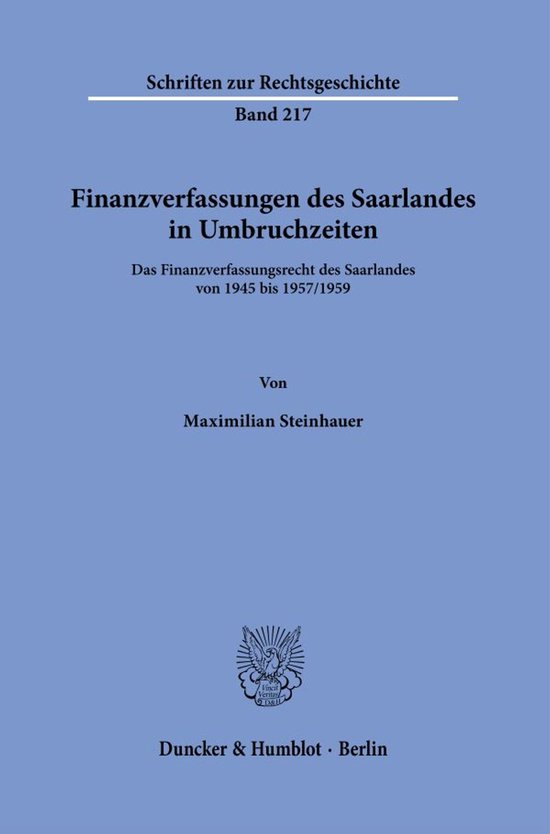 Schriften zur Rechtsgeschichte217- Finanzverfassungen des Sa ... - cover