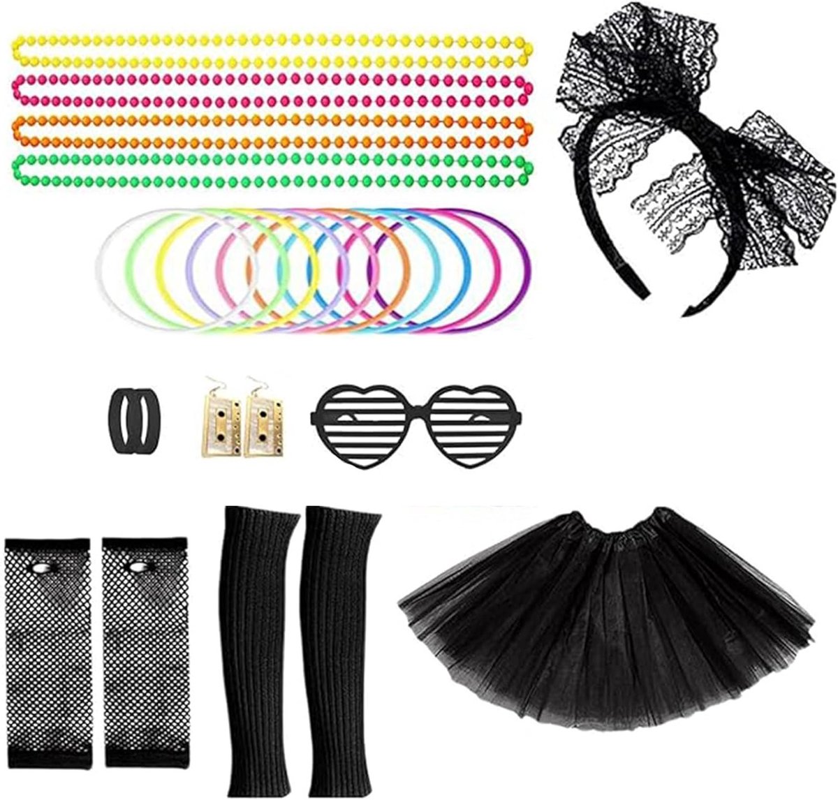 25 Stuks 80s en 90s Kostuumaccessoires voor Vrouwen - Disco, Carnaval en Themaparty Halloween en Kerst