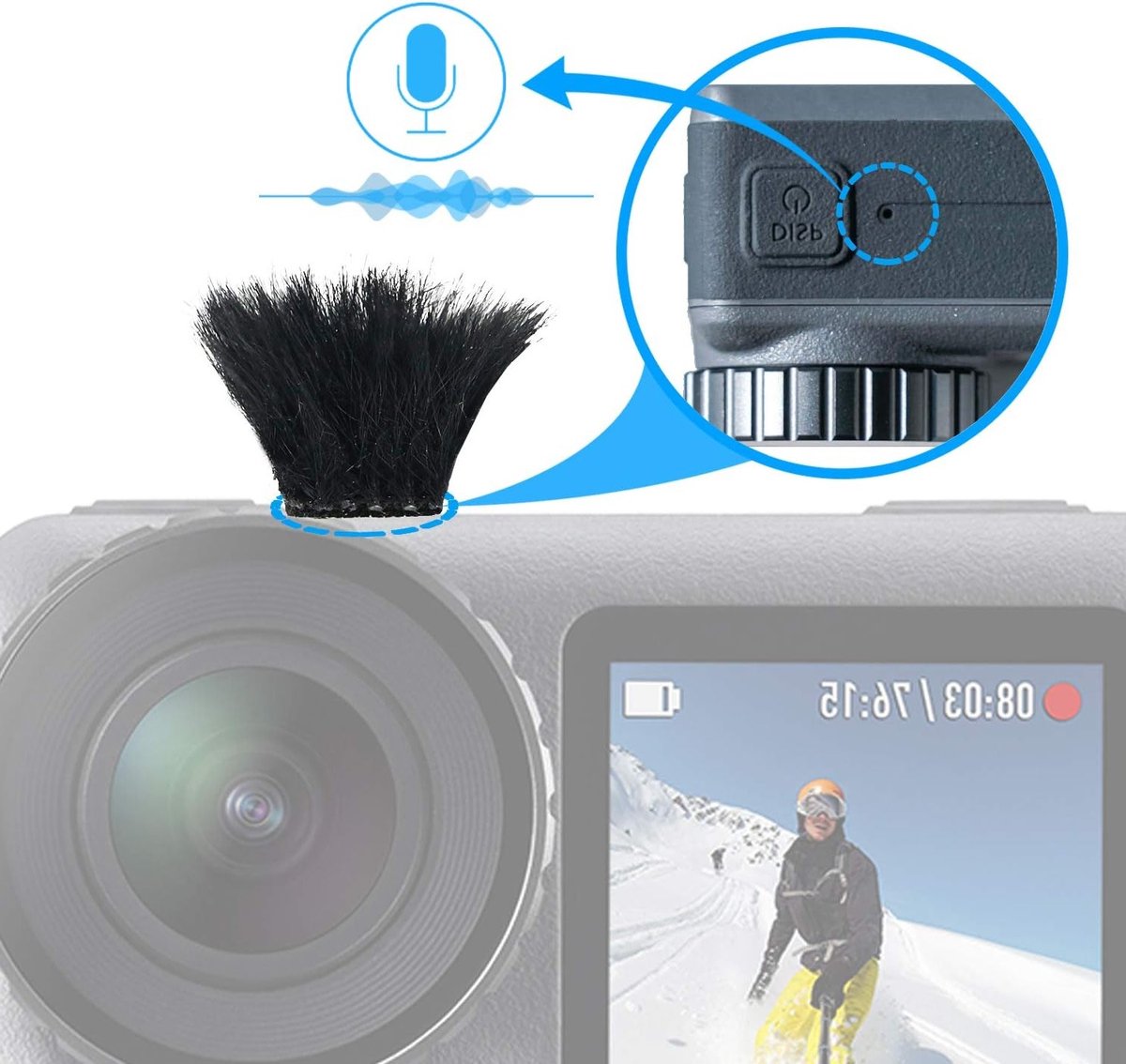 10 Stuks Windscherm voor Actiecamera's, Effectieve Geluiddemping en Windruis Vermindering voor OSMO Action Cam