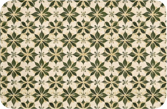Badmat 60x40 cm - Antislip - Tegel - Dessin - Groen - Badmatten voor badkamer - Badkamermat - Douchemat - Badkamer mat