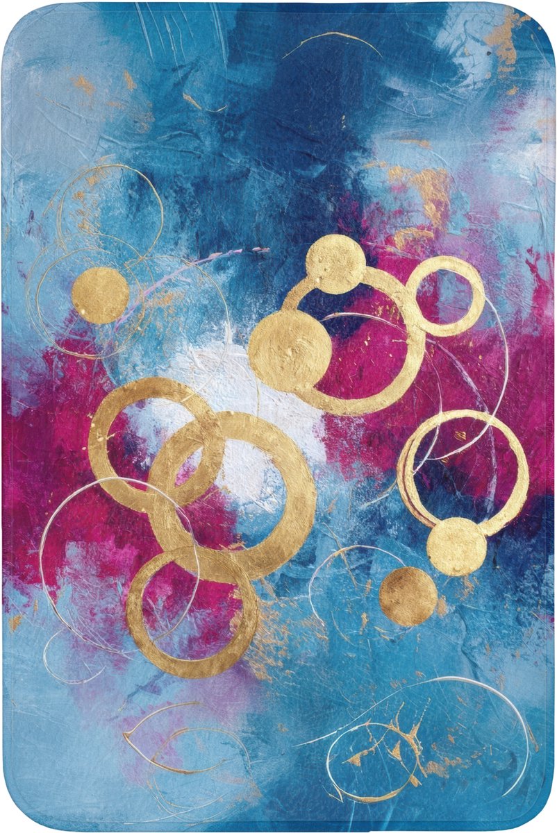 WC mat 60x90 cm - Antislip - Cirkels - Goud - Abstract - Toiletmat - Vloermat - Douchemat