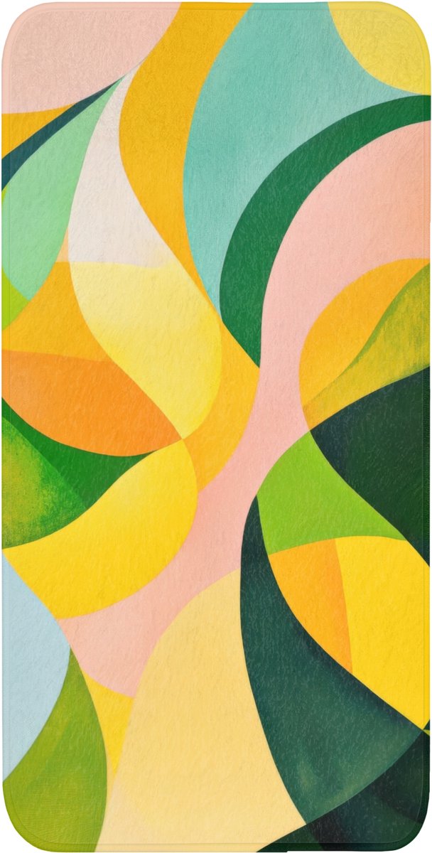 Badmat 60x120 cm - Antislip - Abstract - Geel - Roze - Groen - Badmatten voor badkamer - Badkamermat - Douchemat - Badkamer mat