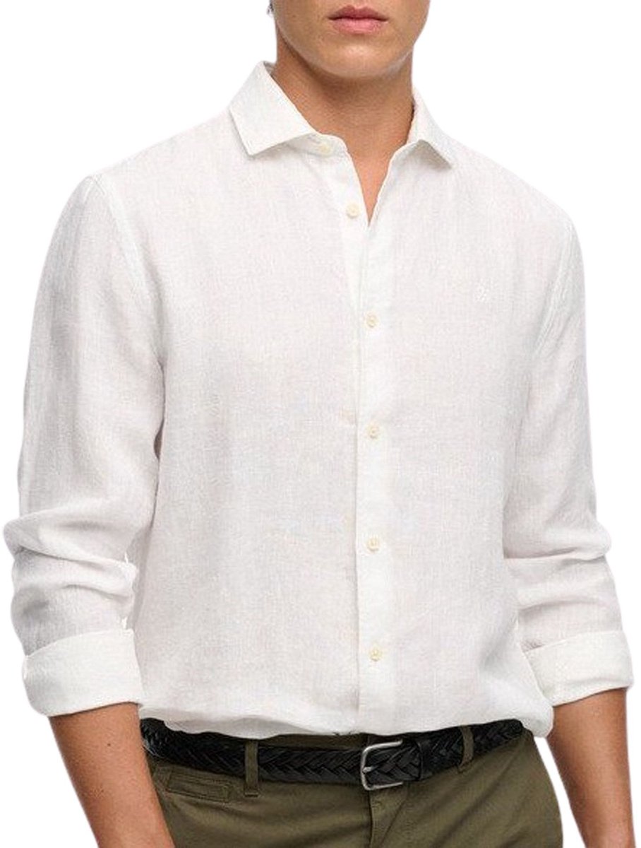 Superdry Riviera L/S Linnen Shirt Heren Wit