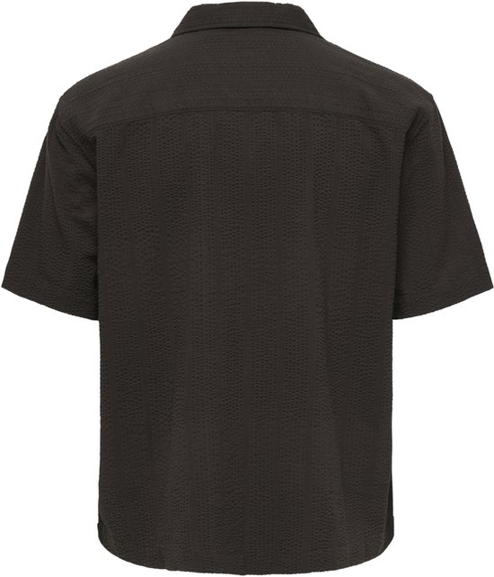 Only & Sons Overhemd Onscruz Rlx Seersucker Resort Ss Sh 22038003 Black Coffee Mannen Maat - M