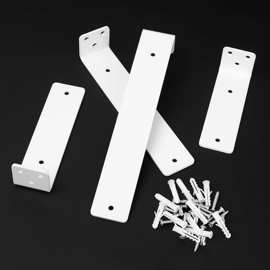 Set van 4 Wandplanksteunen 125mm - Stevige Hoeksteun voor Planken, L-vormige Rekken en Wandmontage — afbeelding 2