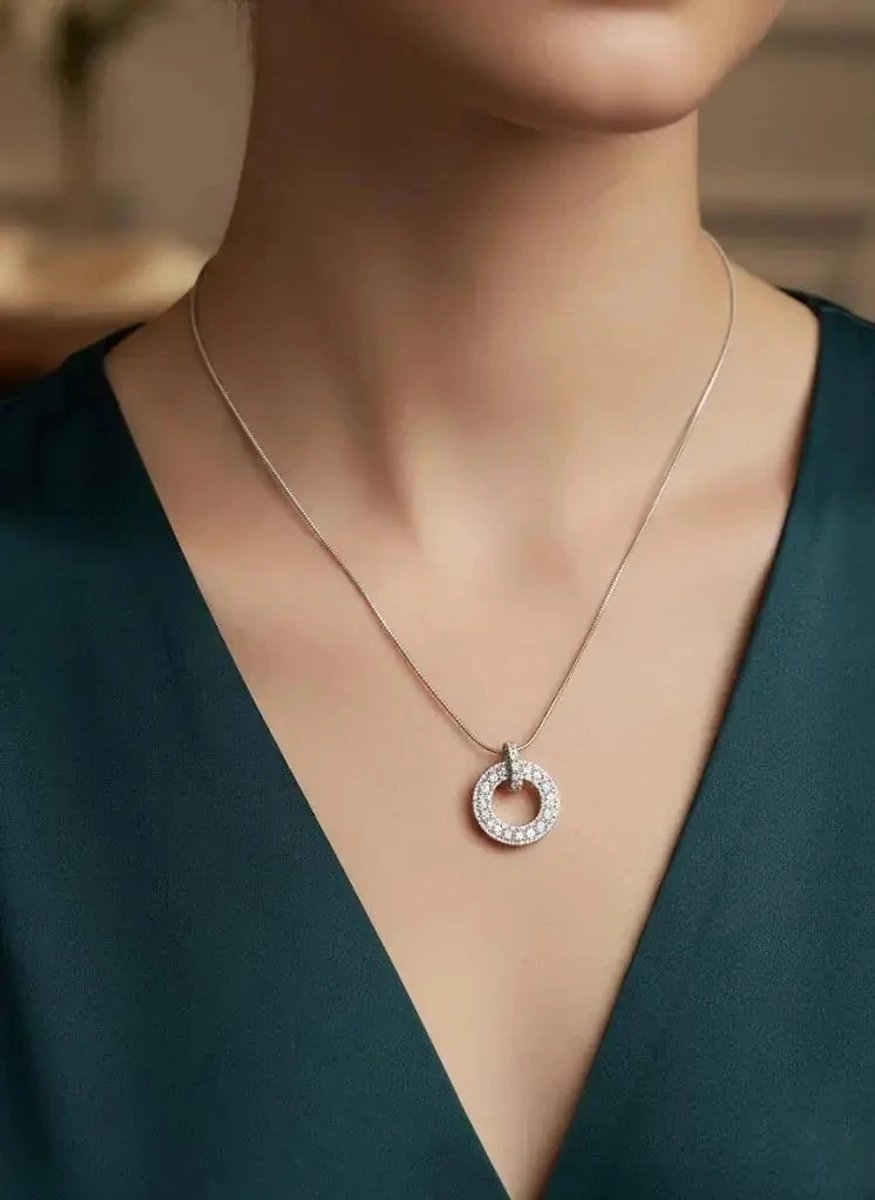 Dorvina 316L Staal Ketting Verkleurt Niet Hypoallergeen Zirkonia Zilverkleurig Ring Dames Ketting