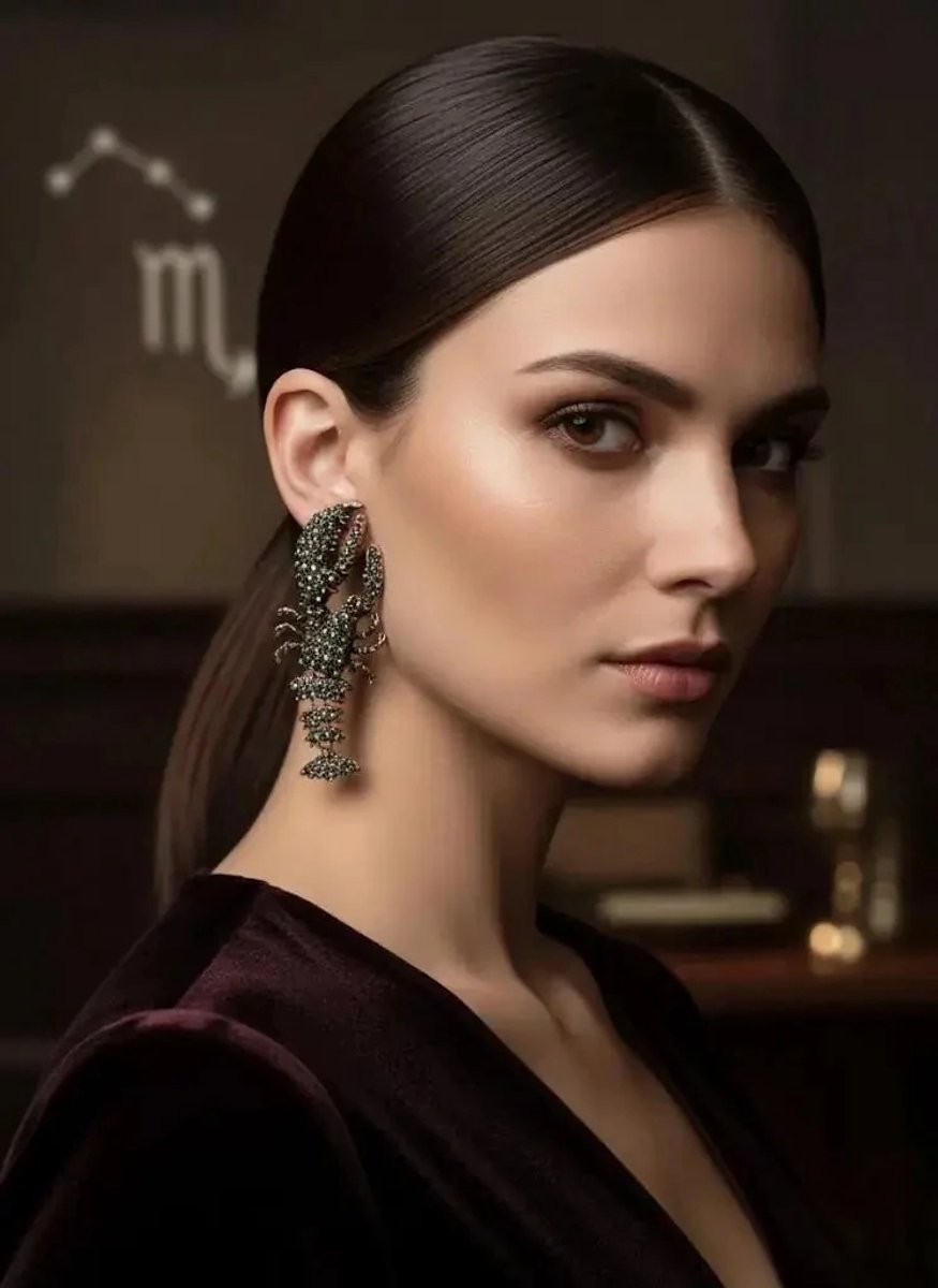 Dorvina Zwart Zirkonia Eskitme Goud Detail Zr Marka Schorpioen Model Lang Dames Oorbellen