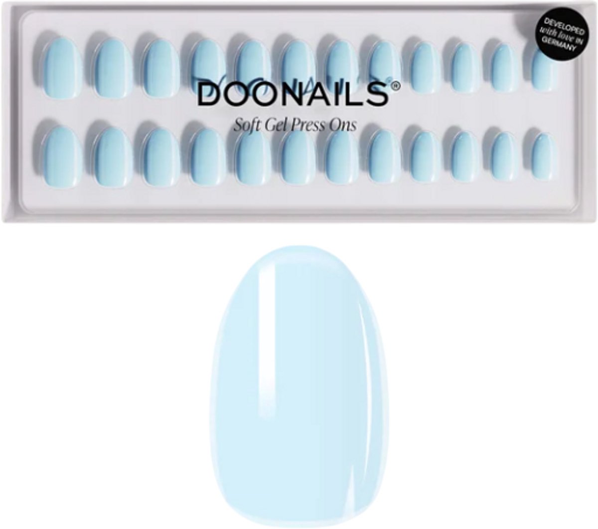 Doonails - Soft Gel Press Ons - Baby Blue Short Round