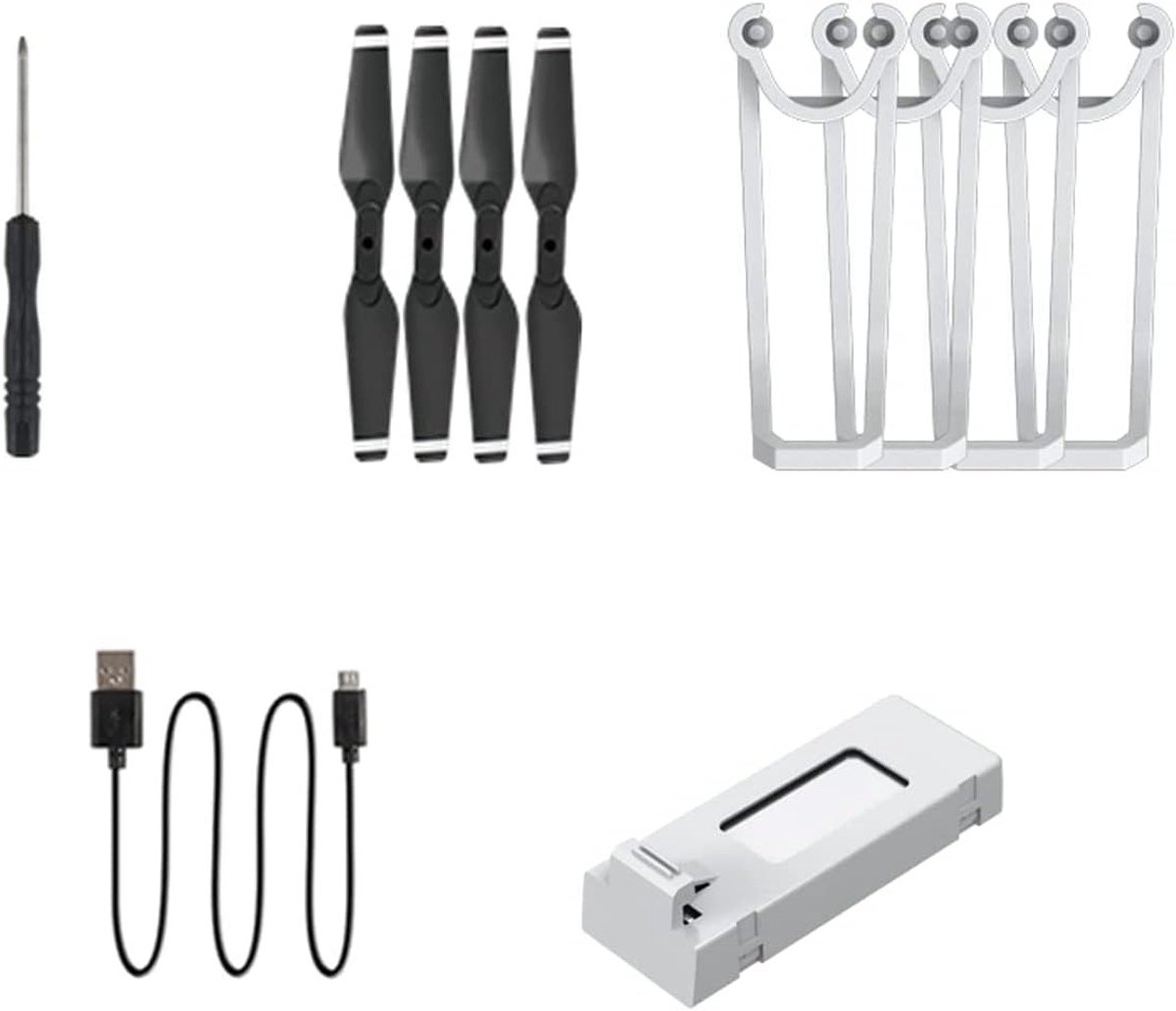 Droneset met tas, 1 dronebatterij, 4 beschermframes, 2 vervangbladen en oplaadkabel voor optimale bescherming