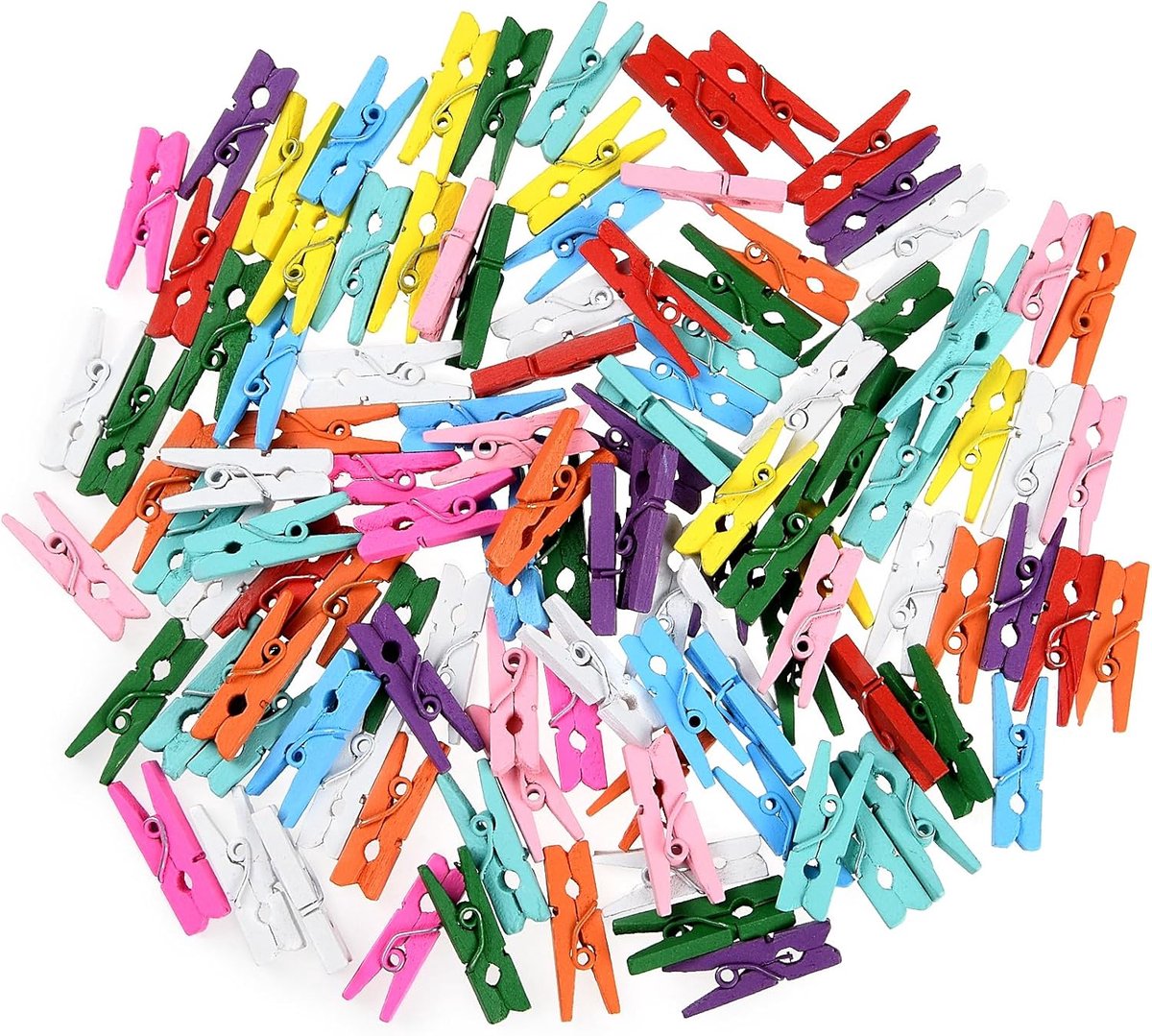 Mini Knijpers Hout 110 Stuks - Perfect voor Foto’s Ophangen - Duurzaam & Herbruikbaar - Compact 2.5 cm - Decoratie, Knutselen & Scrapbooking - Fotoknijpers, Houten Knijpertjes, Kleine Wasknijpers