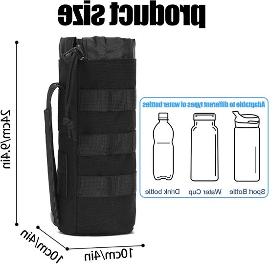 2 Stuks Molle Waterfles Houder, Praktische Draagtas voor Outdoor Camping en Wandelen, Duurzaam 1000D Nylon en Multifunctioneel Ontwerp — afbeelding 3