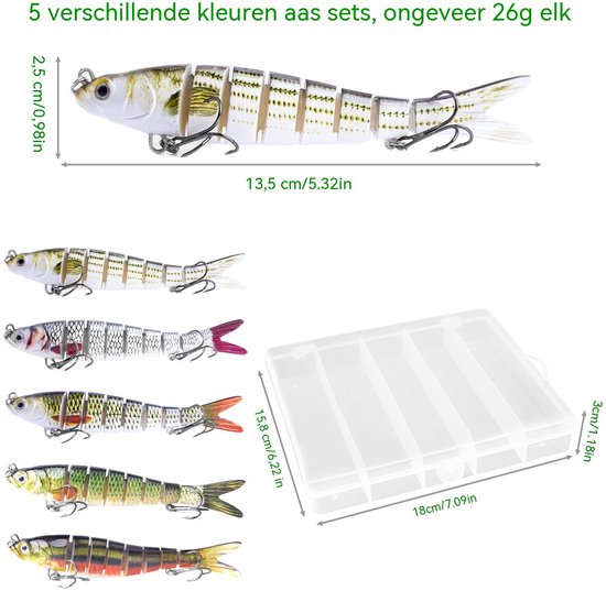 carmdering - Hecht Köder Set - Angelköder - 5 Stück Wobbler Swimbait Lebensecht - Für Süß & Salzwasser - Für Raubfische wie Hecht Zander Barsch van carmdering — afbeelding 4