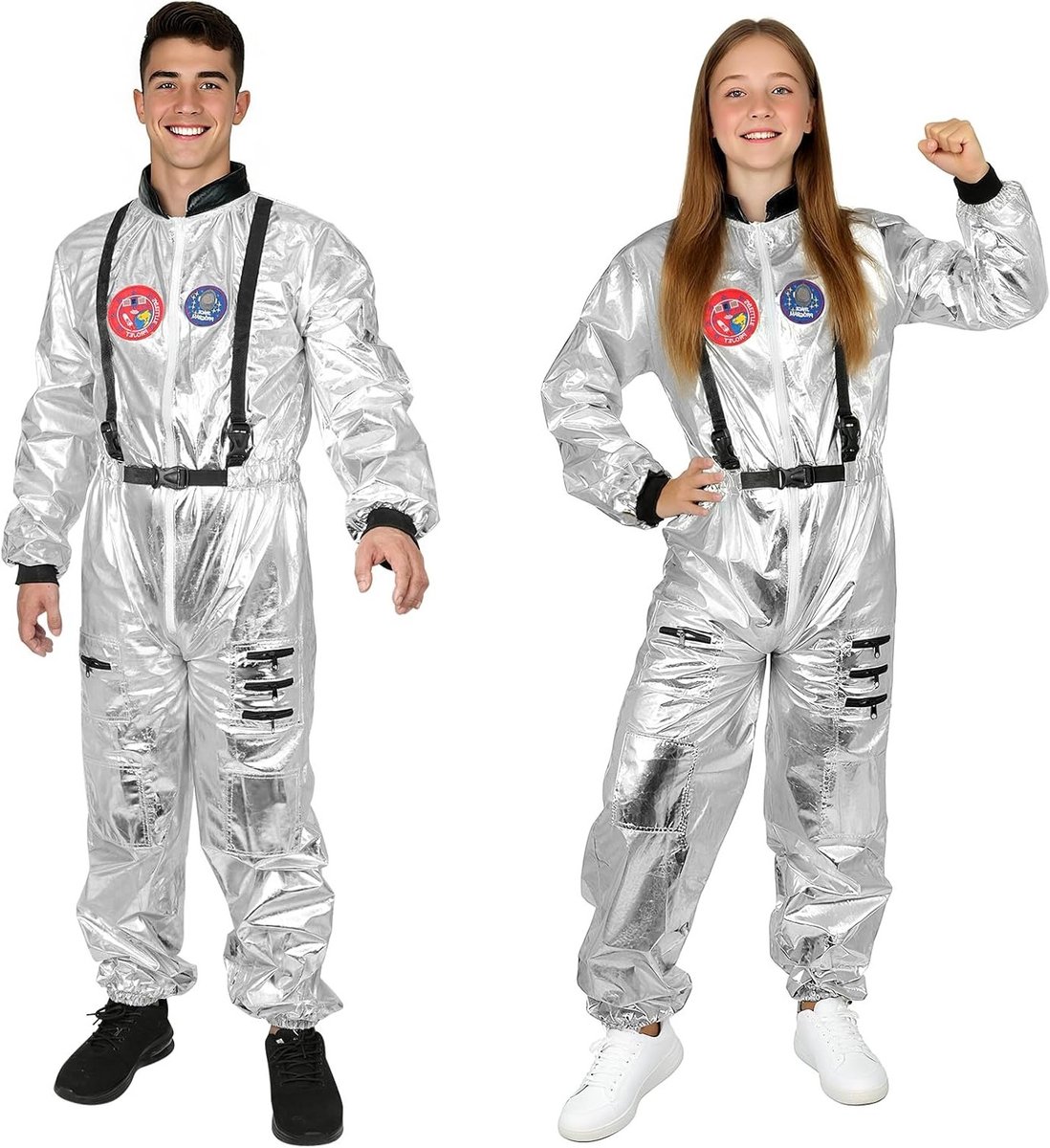 Astronautenkostuum voor Volwassenen in Zilver met Zakjes - Ruimtepak voor Carnaval en Halloween Cosplay