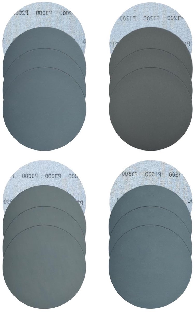 Polijstschijven 125 mm met klittenband (korrel 1200/1500/2000/3000) voor excentrische schuurmachines - 40 stuks schuurpapier voor een perfecte afwerking