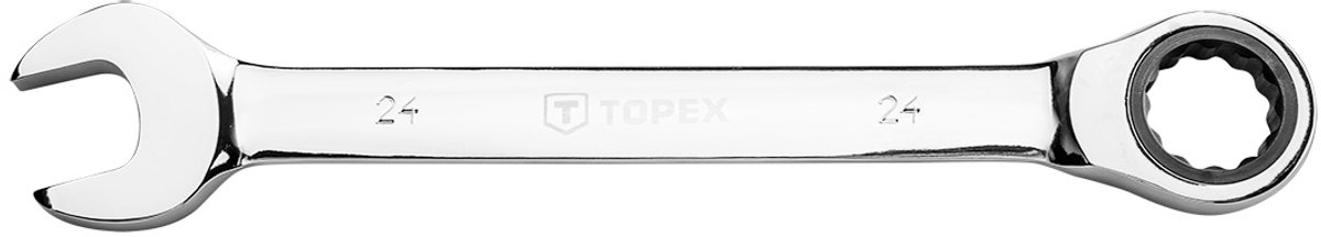 Topex - Smeedijzeren Ringsleutel - 24 mm - Ratelmechanisme - Staal