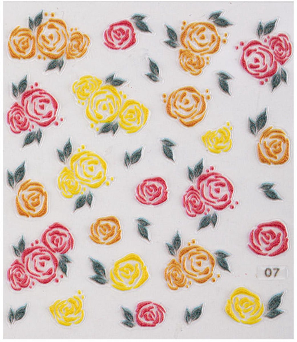 Allepaznokcie - Sierstickers 5D - Zelfklevend - Acryl Bloemen Nr 07