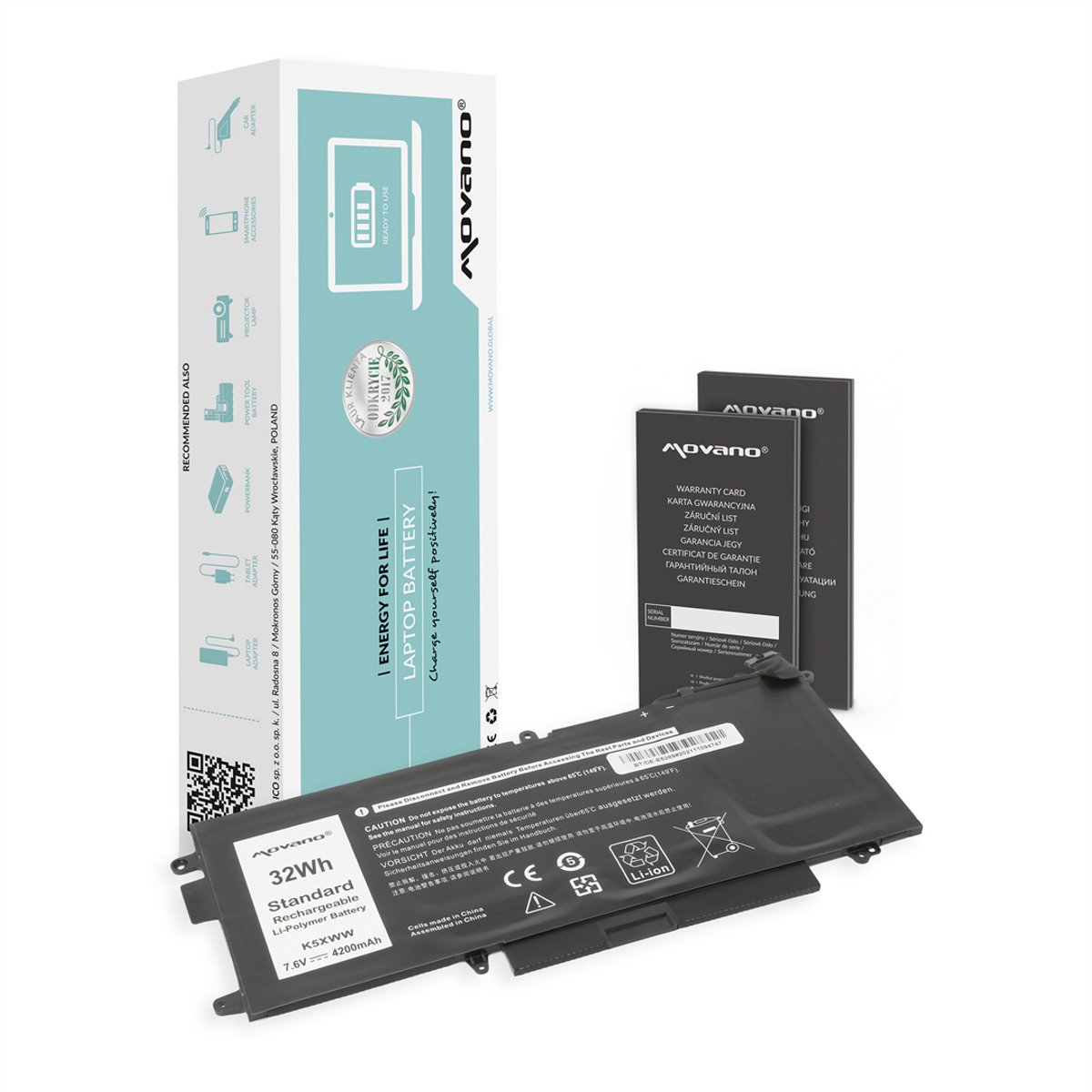 Movano - Batterij voor Dell Latitude - K5XWW - Hoogwaardige Batterij - Li-Ion