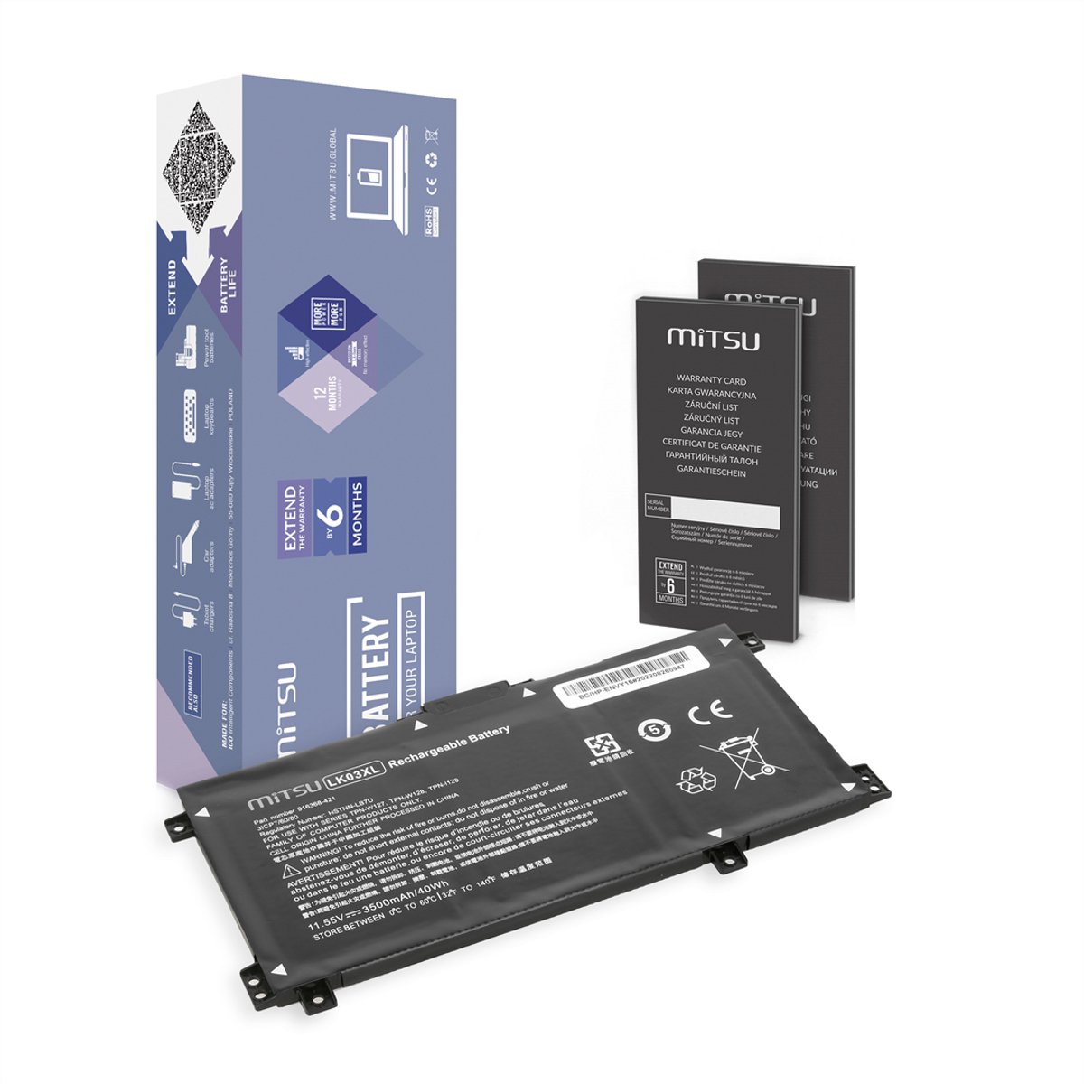 Mitsu - Bateria voor HP X360 Series - 15-BP BQ CN 17-AE BW CE