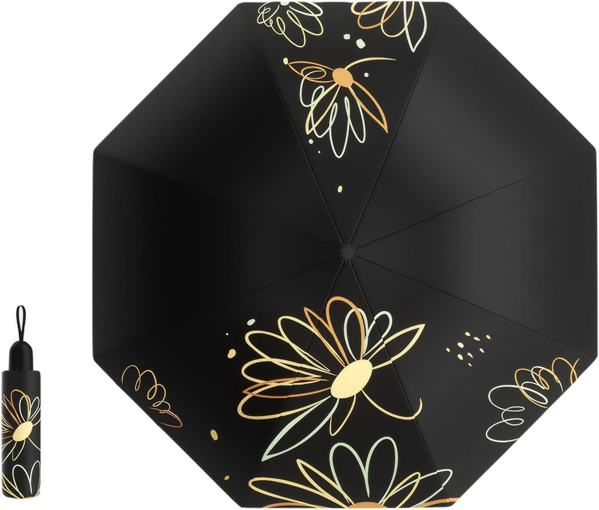 UPF 50+ UV Bescherming Reisparaplu - Draagbaar en Compact met 8 Ribben, Lichtgewicht, Water- en Winddicht, Stijlvol Bloemontwerp voor Vrouwen, Perfect voor Wandelen en Backpacken