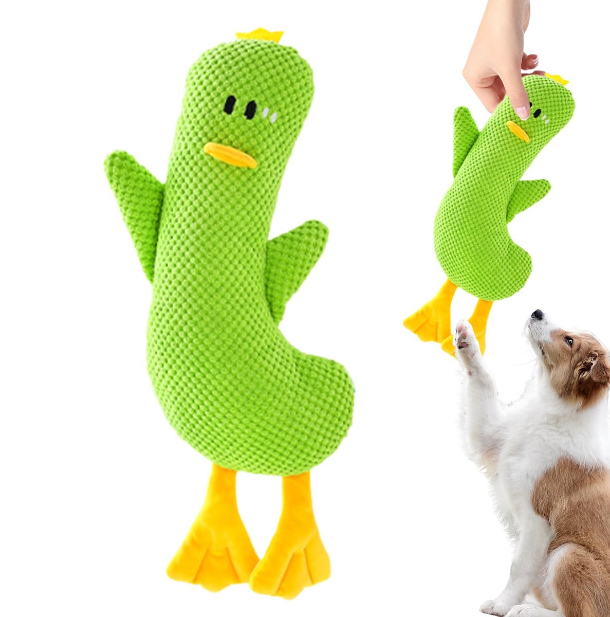 carmdering - Honden Speelgoed - Knuffel - Piepend Eendje - Set van 1, machinewasbaar, behoudt vorm - Stevig pluche met verstevigde naden, geschikt voor alle honden - Zachte vriend voor puppy’s, verzacht tandvlees - Scheve kont eend