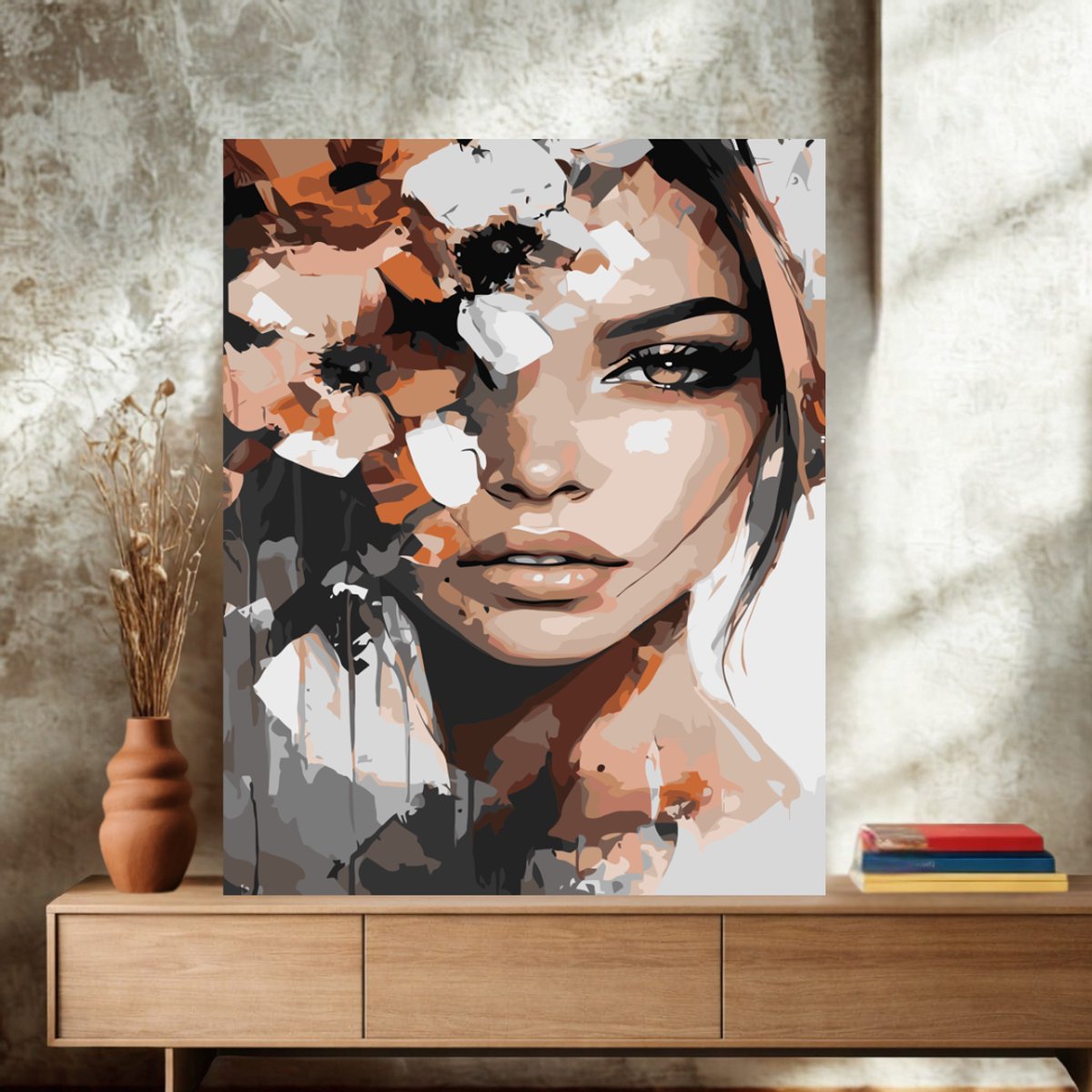 MET FRAME - Paint by numbers Volwassenen – schilderen op nummer – Creatieve hobby – Ontspanning thuis – Cadeau idee – Compleet pakket – DIY decoratie – Portret vrouw bloemen – Gentle Power — afbeelding 3