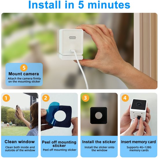 3MP AI Starlight Raamcamera - 2K FHD Slimme Bewaking met Magnetische Bevestiging — afbeelding 4