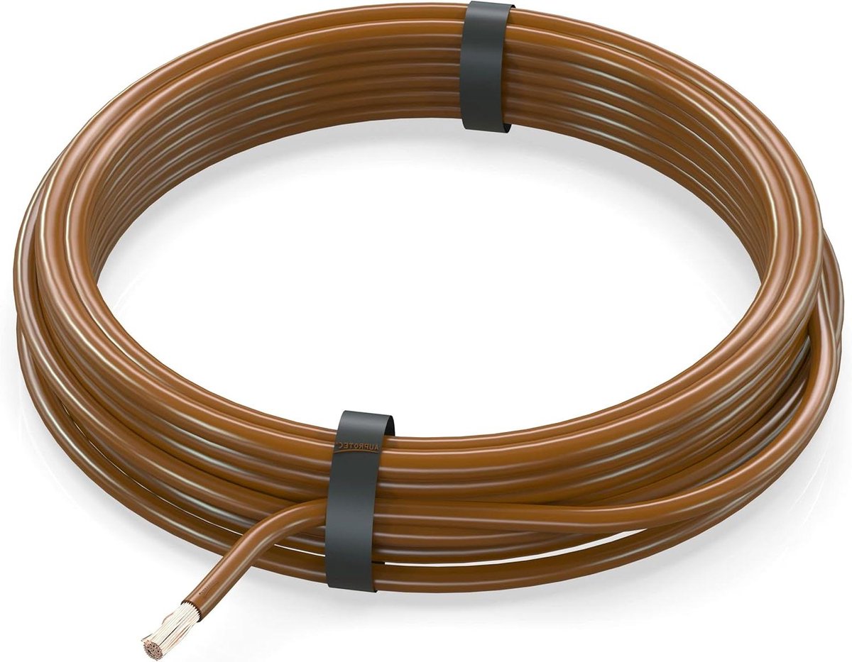 Voertuigkabel - Autokabel Elektriciteitsdraad - Elektrische Installaties - Verminderde Wanddikte - 15 mm 5 meter - Bruin