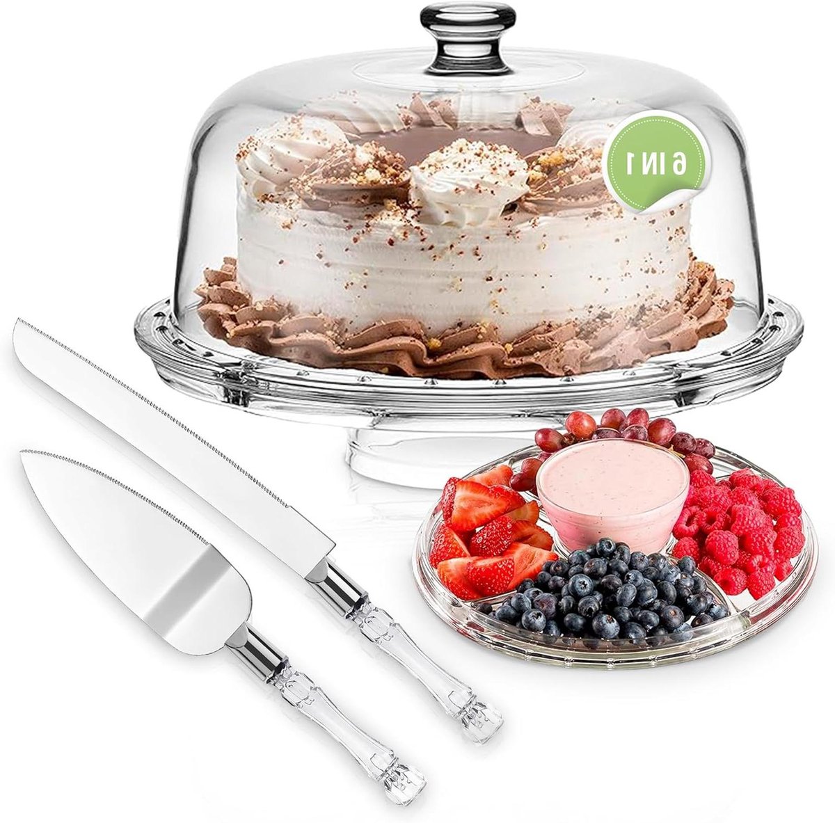 Taartstandaard met Deksel - Cake Plate Serveerschaal - Eten Presenteren - Acryl Elegante Look