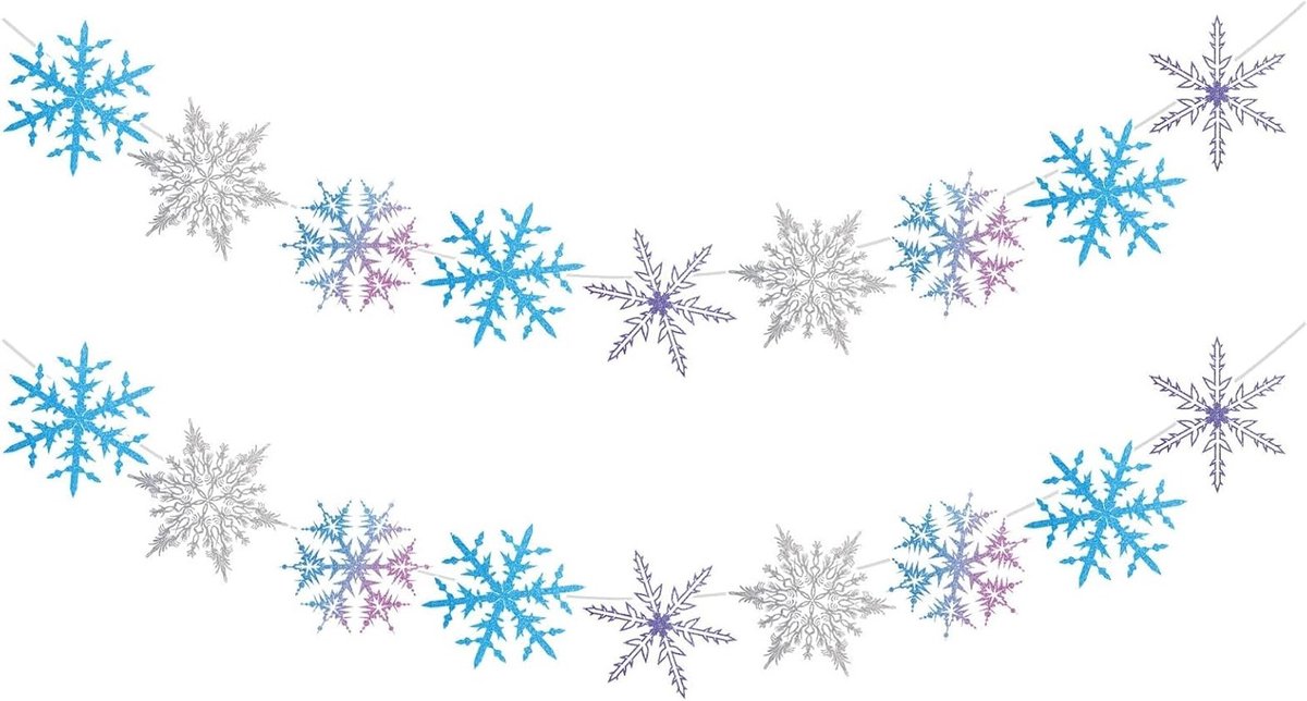 Twee Stuks Sneeuwfeest Decoraties, Sneeuw Banner Benodigdheden, Sneeuw Decoratie Geschenken, Sneeuwvlokken Girlande voor Verjaardagsfeesten, Baby Doop en Winterfestivals