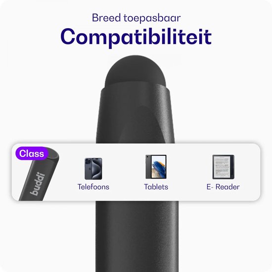 Buddi Class Stylus Pen - Universeel - Luxueus design - 15 gram - Zachte punt - Geschikt Voor o.a. Tekenen - Geschikt voor Tablet, E-reader, Telefoon en iPad - Zwart van Merkloos — afbeelding 3