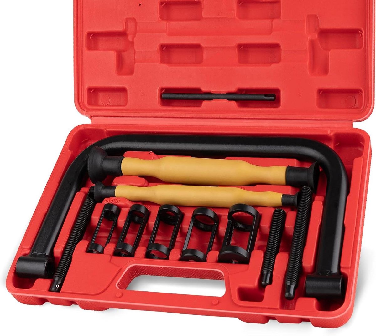 Ventielveercompressor Set - Klepveer Tool - Motoronderhoud - Massieve C-klem - 10 stuks - Zwart