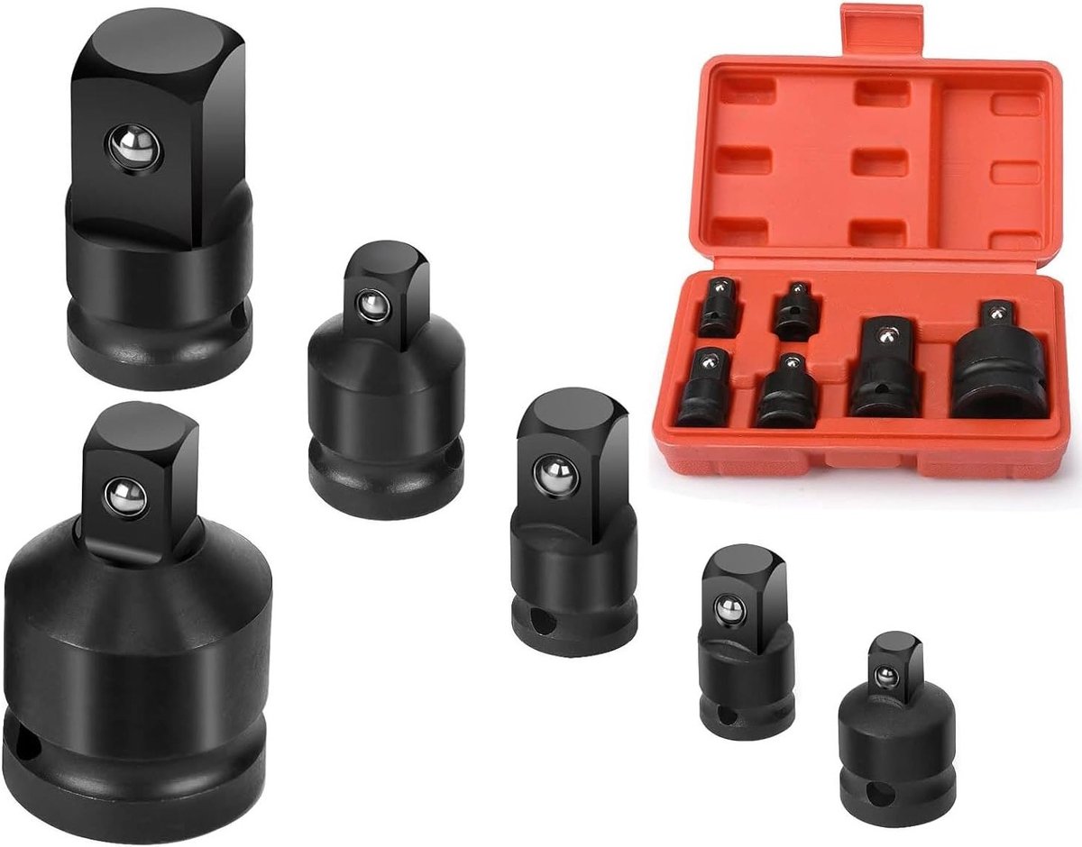 Professionele Set van 6 Socket Adapters en Reducers voor 1/4", 3/8", 1/2" en 3/4" Steeksleutels en Dopsleutels
