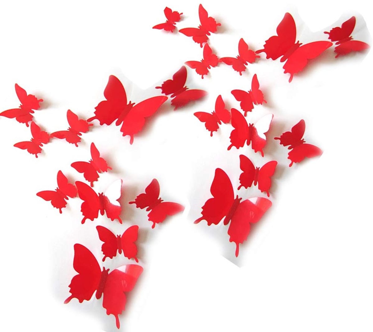 Jonyx 12x Vlinders 3D - Muurvlinders - Vlinder decoratie voor aan muur - Vlinderstickers - Muurstickers - Butterfly wall sticker - Vlinders in kamer - 3D stickers - Rood - Jonyx