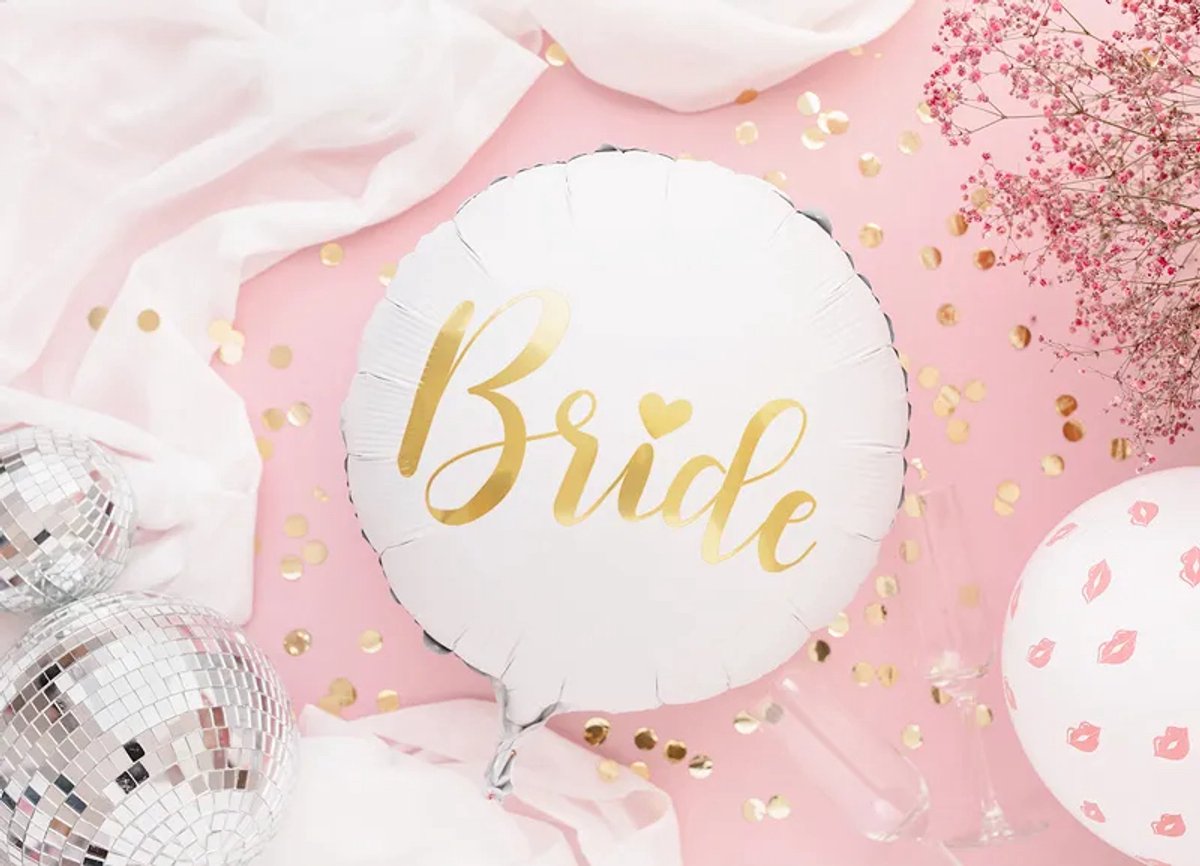 Bride Folieballon Wit Goud (45cm)