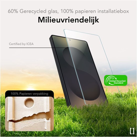 Milieuvriendelijk: 60% gerecycled glas en 100% papieren installatiebox. Gecertificeerd door ICEA en Global Recycled Standard.