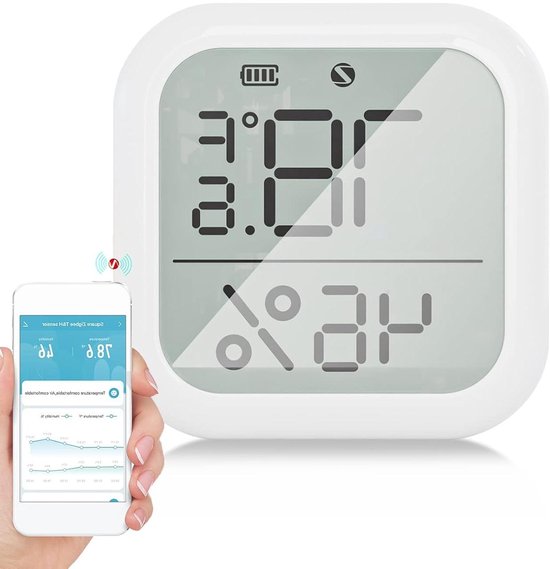 Slimme Meter - Temperatuur Vochtigheid - Binnen Klimaat - App Bediening - 6 cm - Wit