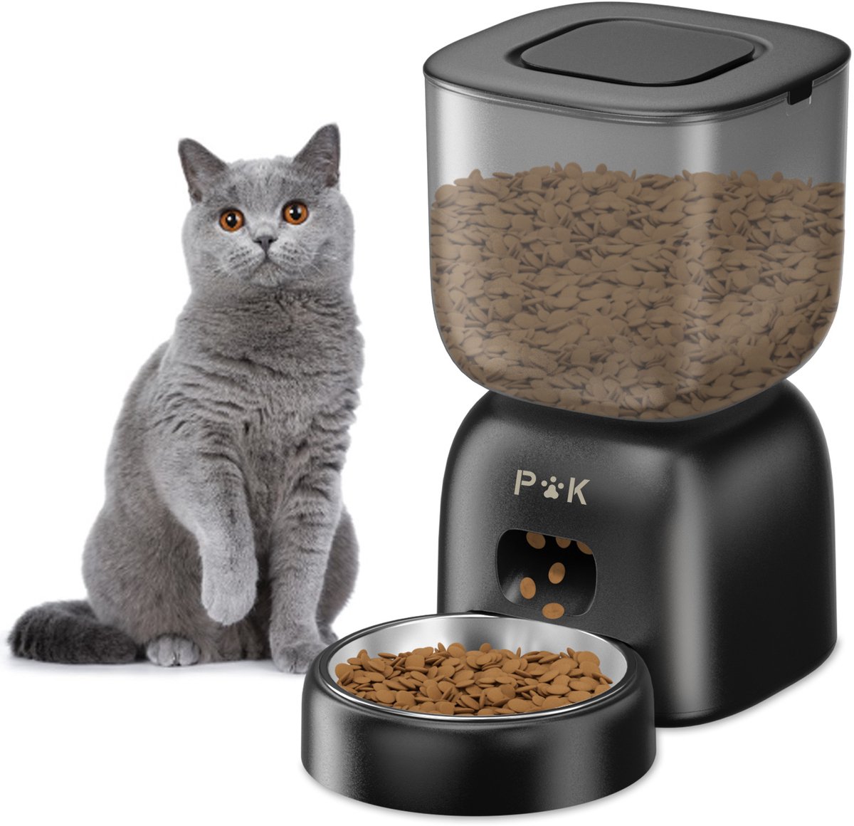 PUPPY KITTY Automatische voerbak - Kat en Hond - Voerautomaat kat - Voerautomaat hond - Voerautomaat dispenser kat - Voice Recorder - 3L - Zwart