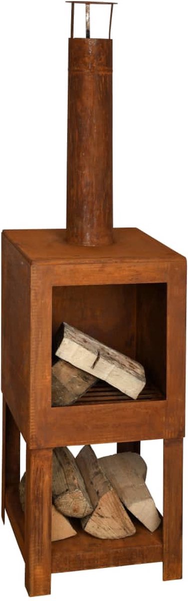 Furniture Limited - Tuinhaard met houtopslag roestkleurig FF298