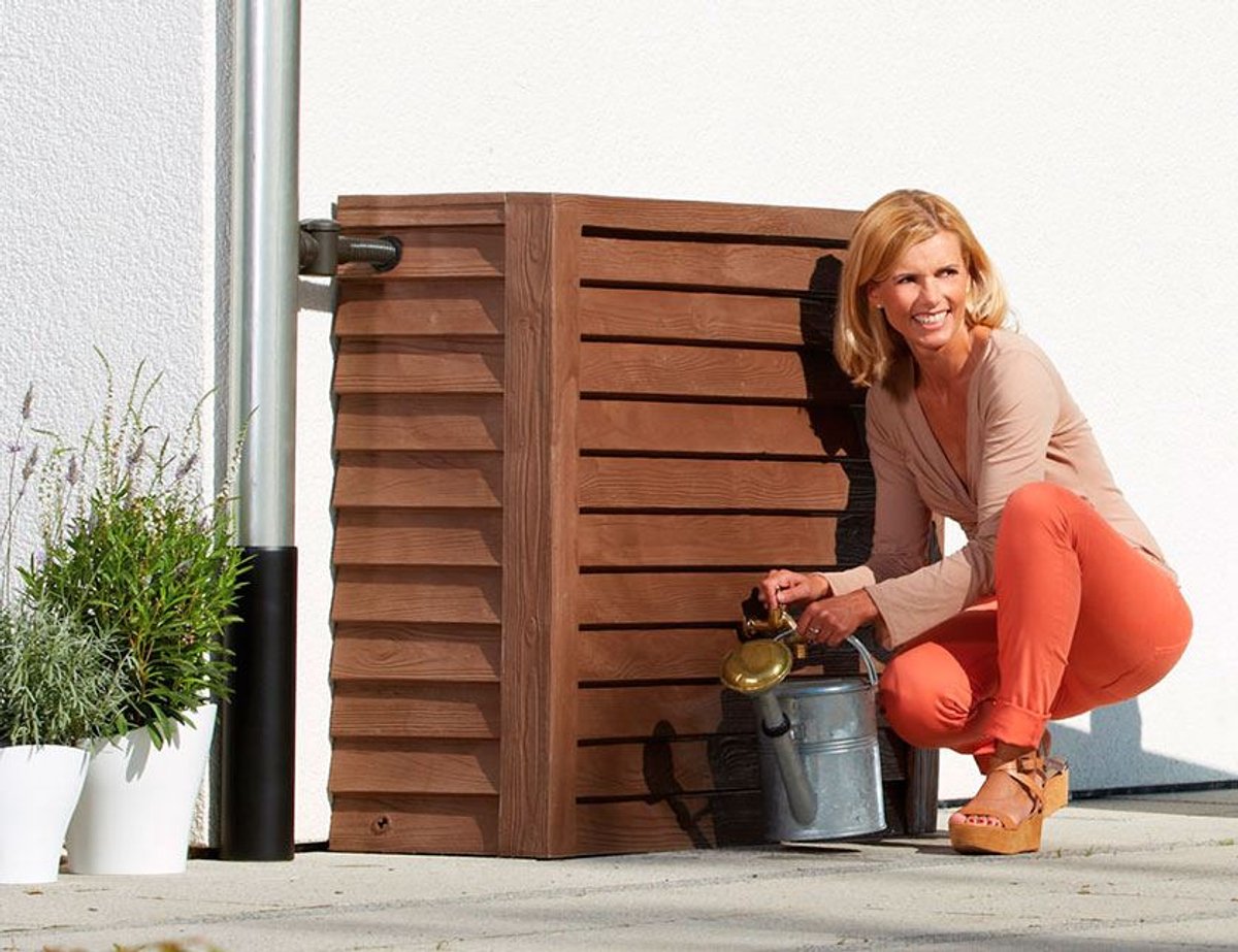 Garantia Woody colonne récupératrice d'eau 350 L bois foncé