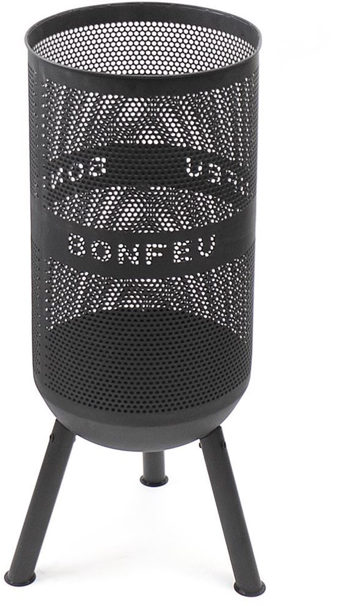 BonFeu BonVes Fire Basket 34 cm - With Grill Grate and Poker - Black