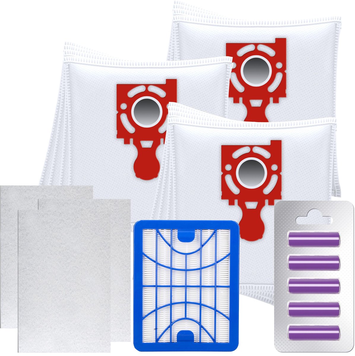 Sillar Set 12x Stofzuigerzak - microvezel - 1x Hepa filter, 3x filters universeel - 1x geurstaafjes lavender - vervangend - 3-laags filtersysteem - geschikt voor stofzuigers Zelmer Jupiter Magnat Maxim Solarix Twix