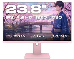 JAPANNEXT Gaming Monitor 23.8" IPS Full HD (1920x1080) 165Hz 1ms Pastel Roze | JN-I238F165-HSP-PK