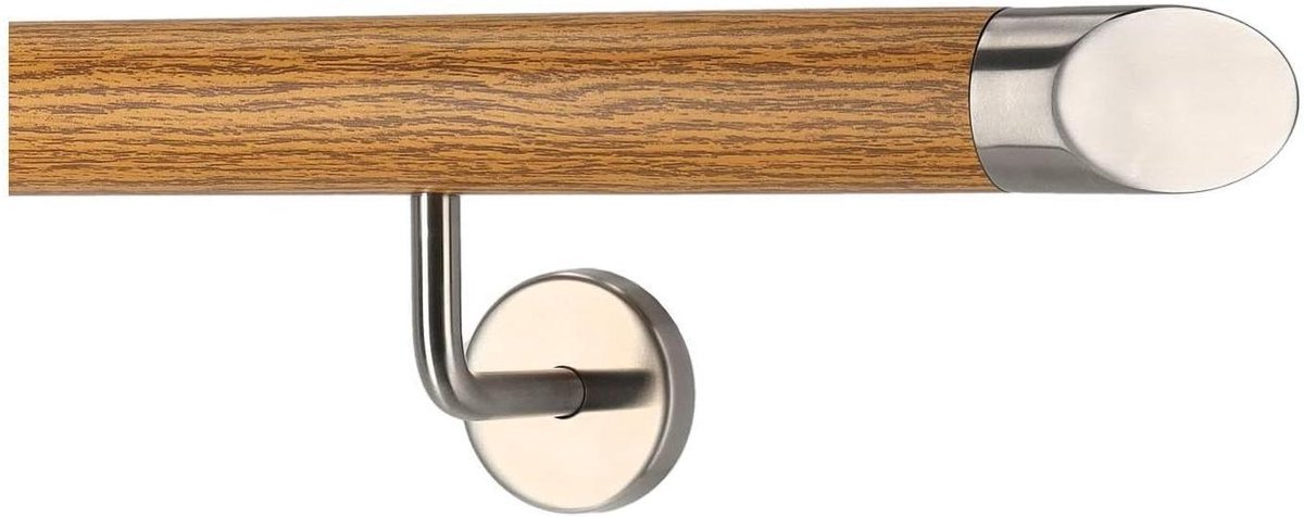 Wandleuning Trapleuning - Handgreep Balkon Reling - Veiligheid Verhogen - Aluminium Eiken Decor - 120 cm - Niet gespecificeerd