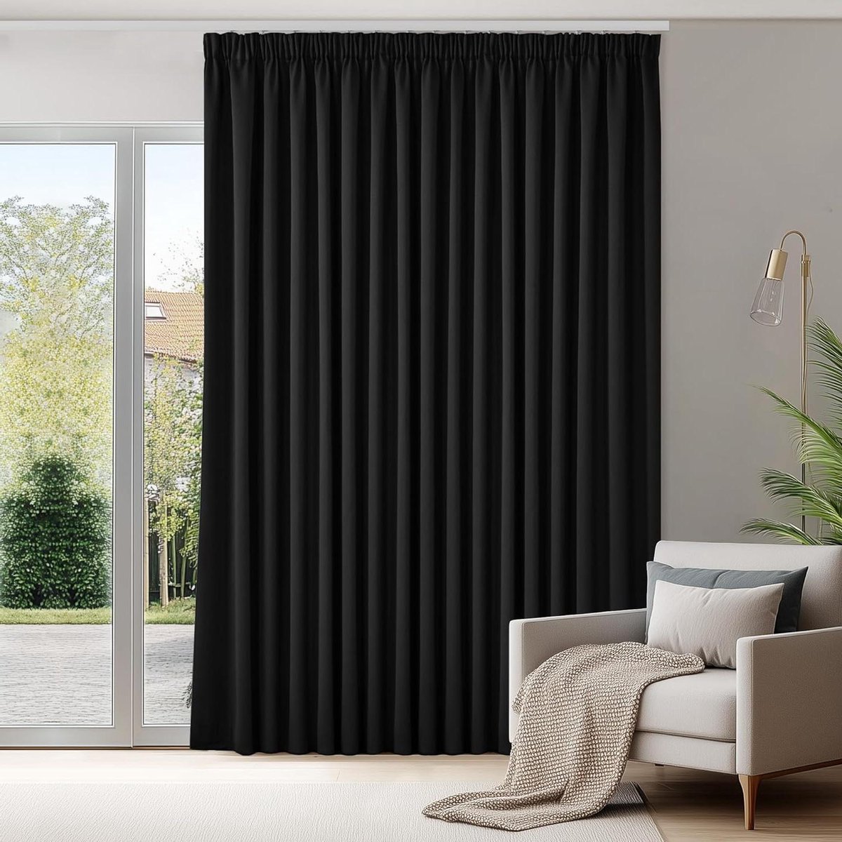 Verduisterende Gordijnen - Gordijnstof Kamer - Slaapkamer Verduisteren - Drievoudige Weeftechnologie - 300x220 CM - Zwart