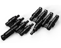 Zonnepaneel Connectoren - T-tak Aftakkingen - Energie Opwekken - IP67 Waterdicht - 4 tot 1 - Zwart