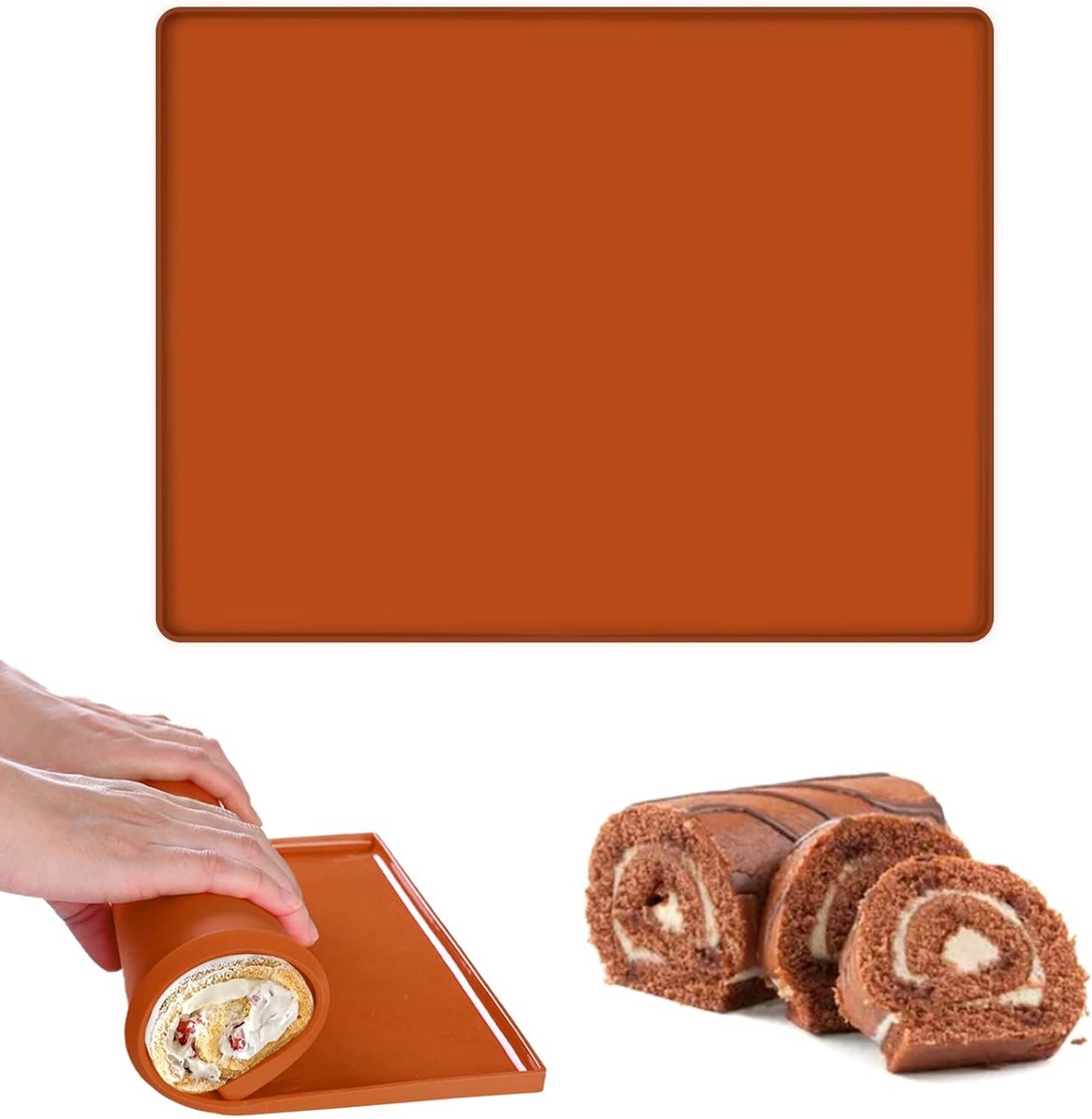Non-Stick Silicone Bakmat met Rand, 30 x 40 cm, Ideaal voor Taart, Koekjes en Swiss Rolls