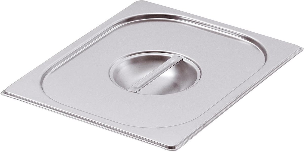 Deksel 1/2 GN - Roestvrijstalen Deksel - Voedsel Opslag - Magnetron Geschikt - Vierkant - Zilver